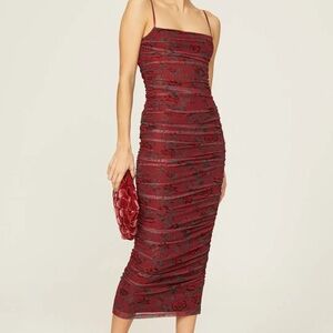 HELENA MESH DRESS by Rachel Roy Elegant Red Floral Dress